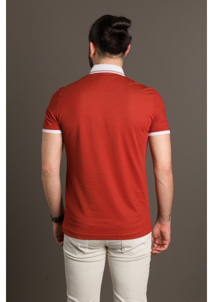 Erkek Kiremit Fermuarlı Polo Yaka T-Shirt indirimleri