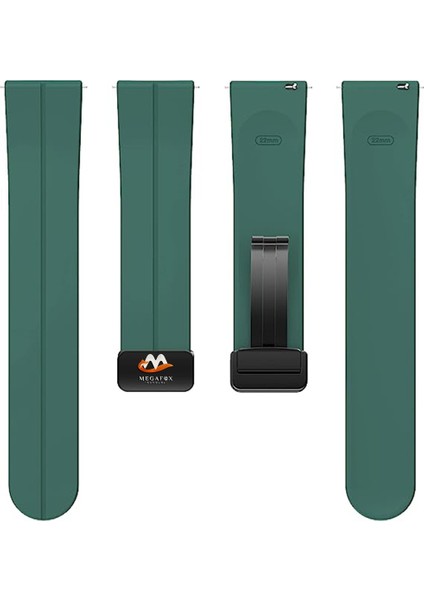 Huawei Watch Uyumlu Kordon Silikon Magnetik Mıknatıslı Tokalı Spor Kayış, Koyu Yeş fırsatları