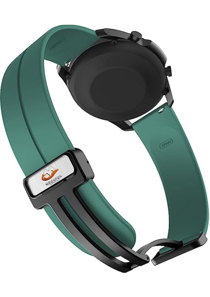 Huawei Watch Uyumlu Kordon Silikon Magnetik Mıknatıslı Tokalı Spor Kayış, Koyu Yeş indirimleri