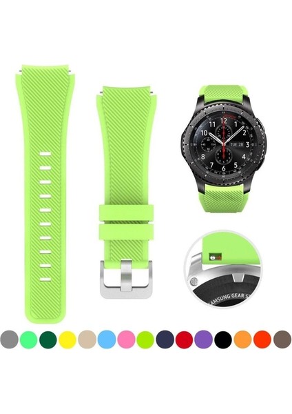 Huawei Watch Uyumlu Kordon Silikon Spor Çizgili Esnek Tasarım Kayış, Yeşil fırsatları