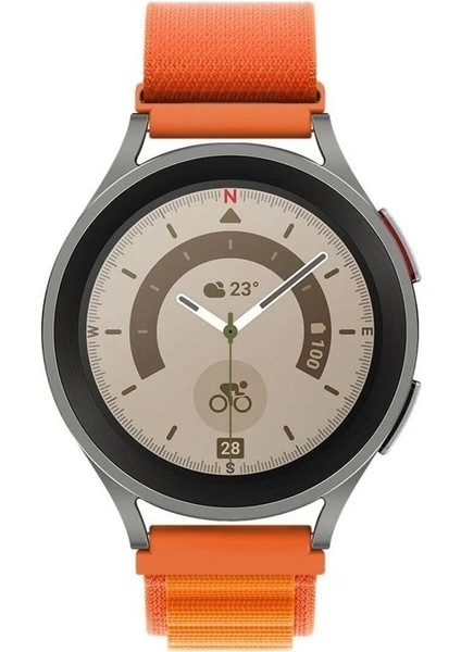 Samsung Galaxy Gear Sport/ S S4 Uyumlu Kordon Alpine Loop Örgü Işlemeli Kumaş Kayış, Turuncu fiyatları