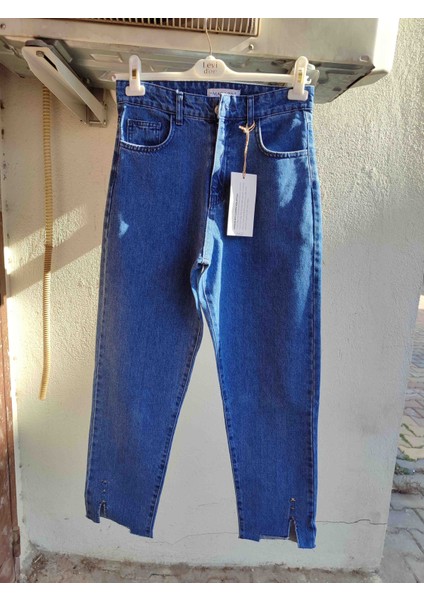 Denim Kot Pantolon Zımba Yıldız Detaylı