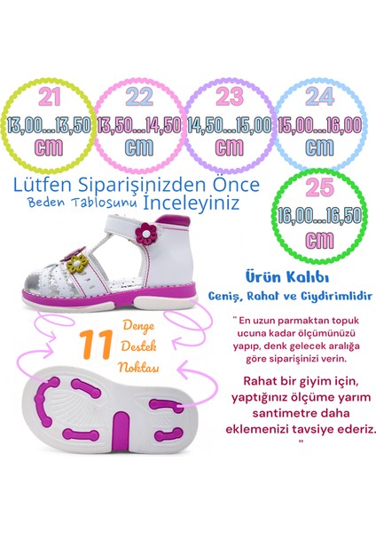 Ortopedik Kız Bebek Sandaleti Buket Serisi BKT2409