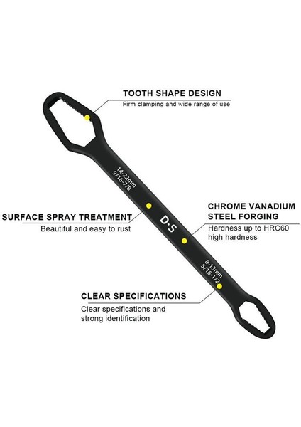 Universal Anahtarı Çift Kafalı Çok Fonksiyonlu 6-22MM (3791)