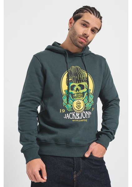12248898 Baskılı Kapusonlu Sardonlu Sweatshırt
