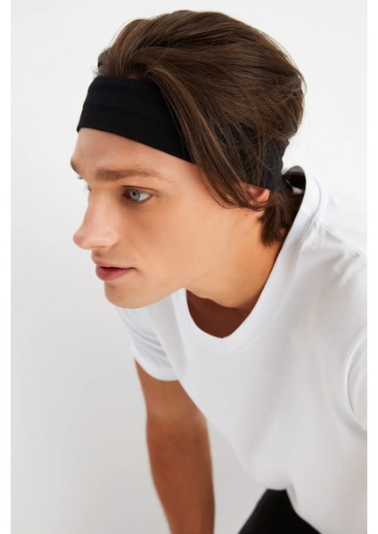 Erkek Siyah Pamuklu Penye Saç Bandı Bandana modelleri