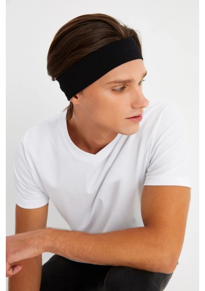 Erkek Siyah Pamuklu Penye Saç Bandı Bandana fırsatları