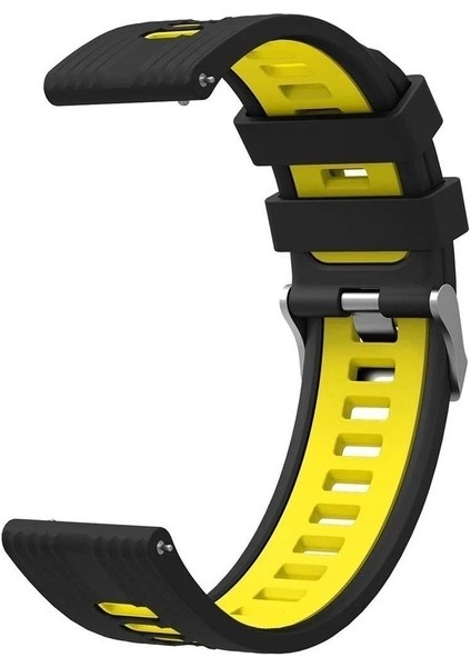 Samsung Galaxy Watch Uyumlu Kordon Silikon Çift Renkli Spor Kayış, Siyah-Sar modelleri