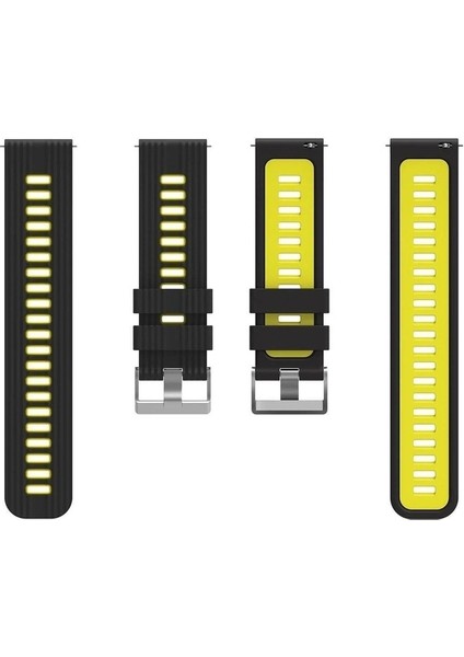 Samsung Galaxy Watch Uyumlu Kordon Silikon Çift Renkli Spor Kayış, Siyah-Sar fırsatları