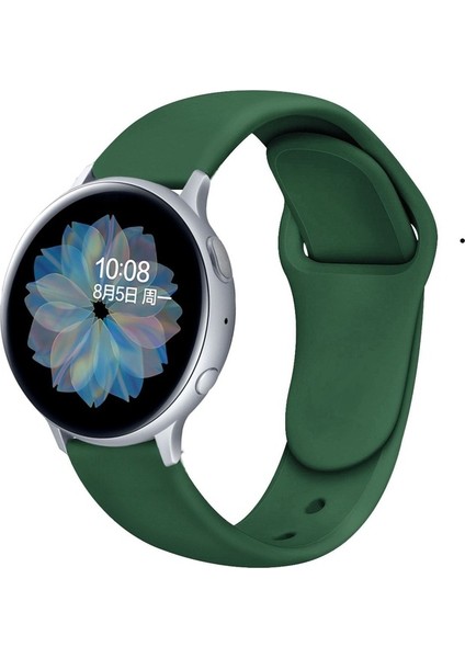 Samsung Galaxy Watch 3 45 mm (22MM) Uyumlu Kordon Silikon Yumuşak Esnek A+ Kalite Spor Kayış, Koyu Yeş