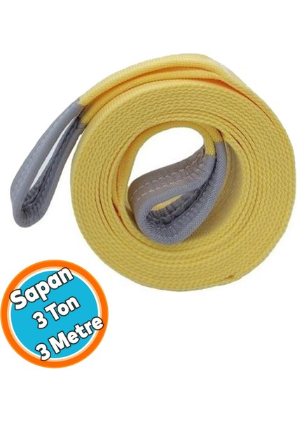 Sapan Polyester Spanzet 3 Ton 3 Metre Sarı Sağlam Yük Kaldırma Taşıma İndirme Halat