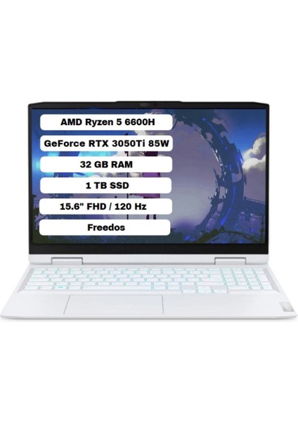 Ideapad Gaming 3 15ARH7 Amd Ryzen 5 6600H 32GB 1tb SSD Rtx 3050TI Freedos 15.6'' Fhd Taşınabilir Bilgisayar 82SB00X8TX32