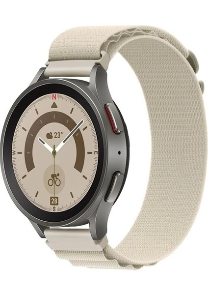 Samsung Galaxy Gear Sport/ S S4 Uyumlu Kordon Alpine Loop Örgü Işlemeli Kumaş Kayış, Beyaz