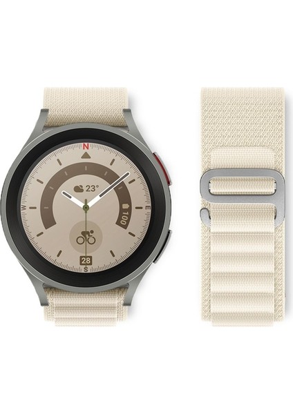 Samsung Galaxy Gear Sport/ S S4 Uyumlu Kordon Alpine Loop Örgü Işlemeli Kumaş Kayış, Beyaz indirimleri