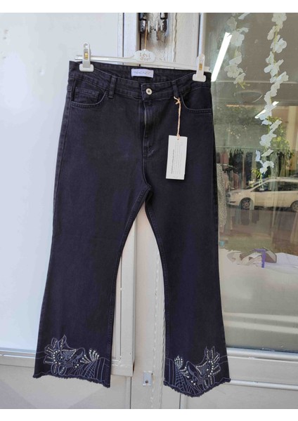 Nakışlı Denim Pantolon