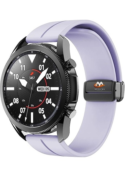 Samsung Galaxy Watch Active Uyumlu Kordon Silikon Magnetik Mıknatıslı Toka Spor Kayış, Lila