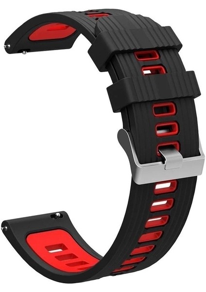 Samsung Galaxy Gear Sport/ S S4 Uyumlu Kordon Silikon Çift Renkli Spor Esnek Kayış, Siyah-Kı fiyatları