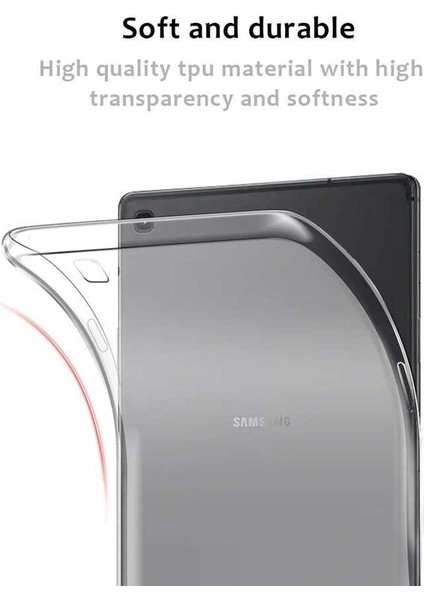 Samsung Galaxy T720 Tab S5E Uyumlu Tablet Kılıfı Şeffaf Süper Silikon Kapak, Renksiz