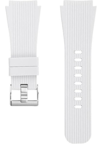 Samsung Galaxy Watch Active Uyumlu Kordon Silikon Çizgili Tasarım Esnek Spor Kayış, Beyaz fırsatları