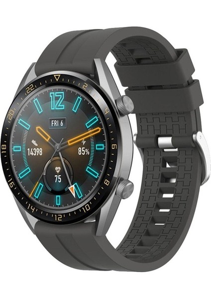 Samsung Galaxy Watch Uyumlu Kordon Silikon Spor Yumuşak Suya Dayanıklı Kayış, Gri