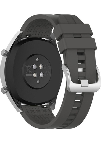 Samsung Galaxy Watch Uyumlu Kordon Silikon Spor Yumuşak Suya Dayanıklı Kayış, Gri