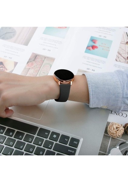 Samsung Galaxy Watch 3 Uyumlu Kordon Silikon Yumuşak Esnek A+ Kalite Spor Kayış, Siyah