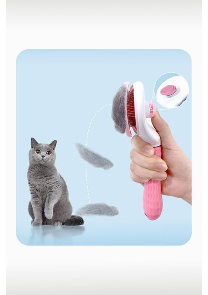Otomatik Temizlenen Tuşlu Evcil Hayvan Fırçası Kedi Köpek Tüy Toplayıcı Tarak Pembe modelleri