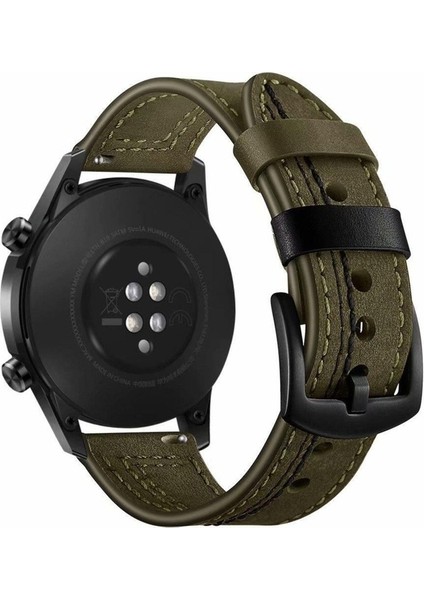 Huawei Uyumlu Kordon Deri Kordon Dikişli Luxury Spor Kayış, Yeşil fiyatları