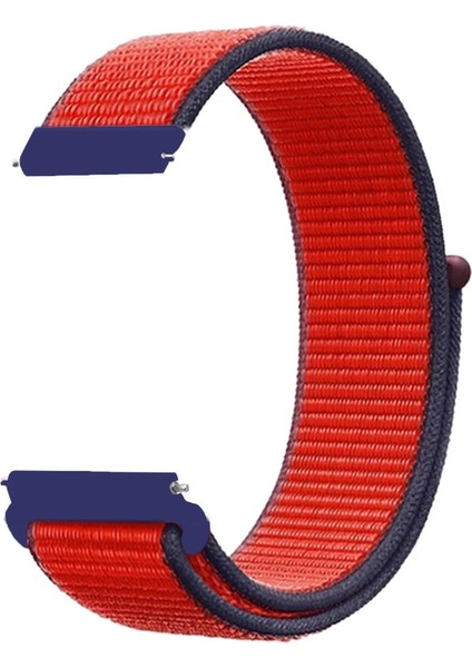Huawei Watch Uyumlu Kordon Hasır Örgü Işlemeli Spor Kayış, Kırmızı - Mavi