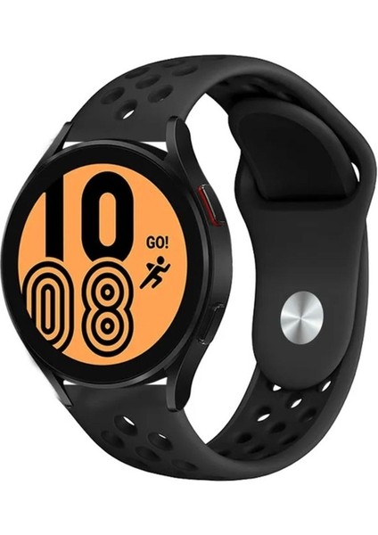 Samsung Galaxy Watch Active Uyumlu Kordon Silikon Nike Delikli Spor Kayış, Siyah