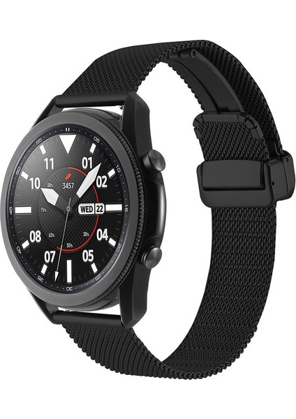 Xiaomi Mi Watch Uyumlu Kordon Paslanmaz Hasır Metal Magnetik Kayış, Siyah