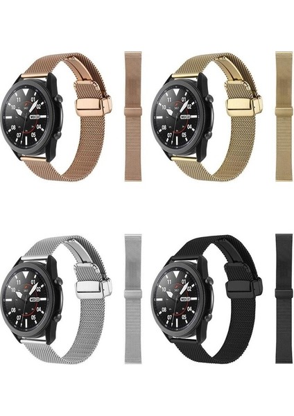 Xiaomi Mi Watch Uyumlu Kordon Paslanmaz Hasır Metal Magnetik Kayış, Siyah