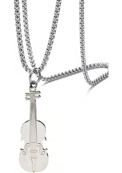 Keman Kemancı Paslanmaz Çelik Kolye