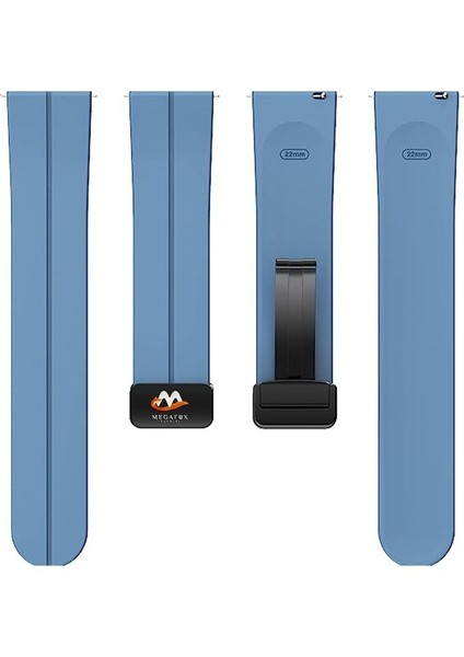 Samsung Galaxy Watch Uyumlu Kordon Silikon Magnetik Mıknatıslı Toka Spor Kayış, Mavi modelleri