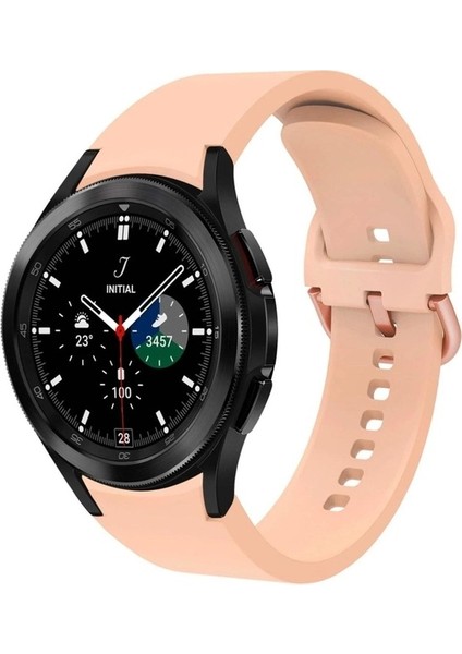 Samsung Galaxy Watch Uyumlu Kordon Silikon Spor Metal Klipsli Kayış, Pembe