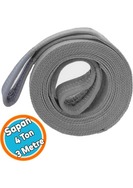 Sapan Polyester Spanzet 4 Ton 3 Metre Gri Sağlam Yük Kaldırma Taşıma İndirme Halat