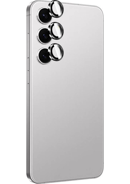 Samsung Galaxy S24 Uyumlu Titanium Premium Temperli Kamera Lens Koruyucu, Gri