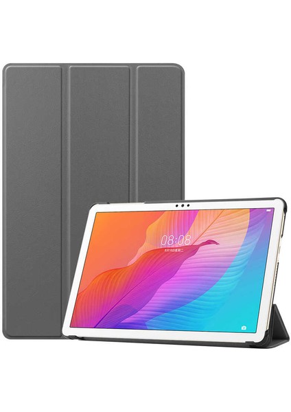 Huawei Matepad T10 Uyumlu Tablet Kılıfı Smart Cover Standlı Akıllı Kılıf, Gri