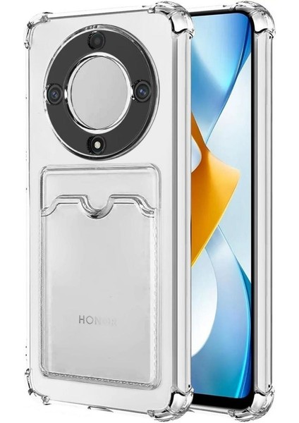 Honor X9A Kılıf Darbe Emici Köşe Korumalı Kartlıklı Cüzdanlı Silikon Kapak