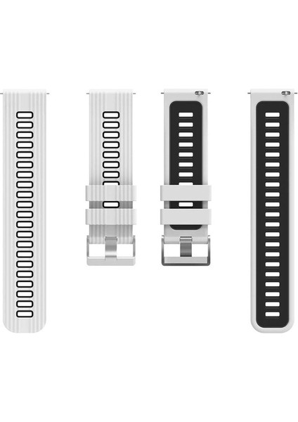 Huawei Watch Uyumlu Kordon Silikon Çift Renkli Spor Yumuşak Kayış, Beyaz-Siyah