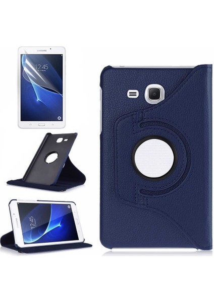 Samsung Galaxy Tab 4 T280 Uyumlu Tablet Kılıfı 360 Dönebilen Standlı Kılıf, Lacivert