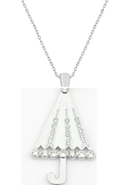 Taşlı Şemsiye Metal Kolye