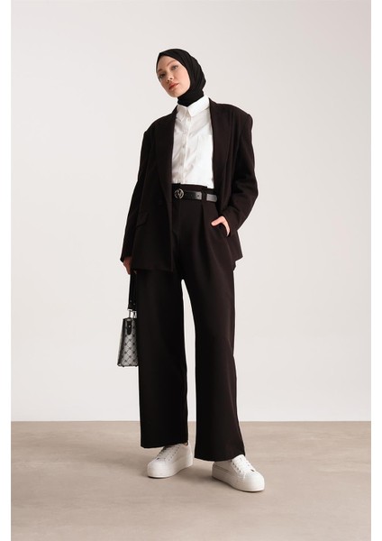 Kemerli Palazzo Pantolon ORT2519 Siyah