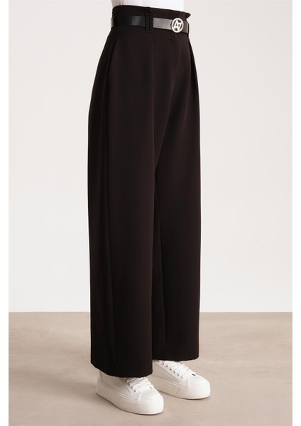 Kemerli Palazzo Pantolon ORT2519 Siyah fırsatları