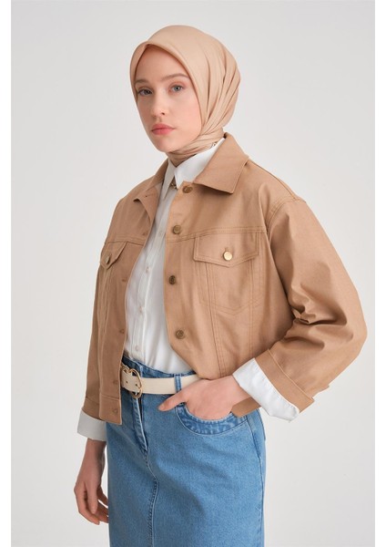 Kısa Denim Ceket 24Y5405 Camel