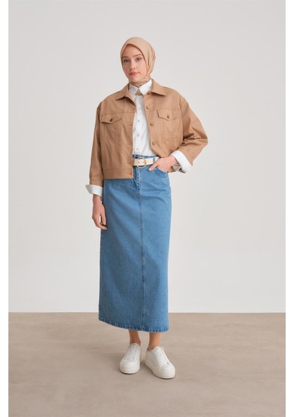 Kısa Denim Ceket 24Y5405 Camel