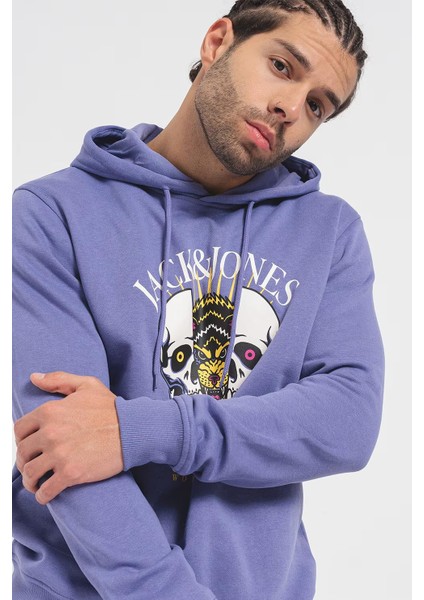 12248898 Baskılı Kapusonlu Sardonlu Sweatshırt