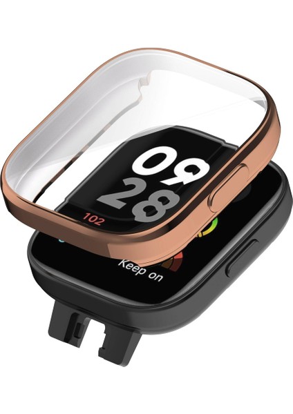 Xiaomi Redmi Watch 3 Uyumlu 360 Derece Korumalı Kasa ve Ekran Koruyucu Watch Gard 30, Rose Gold