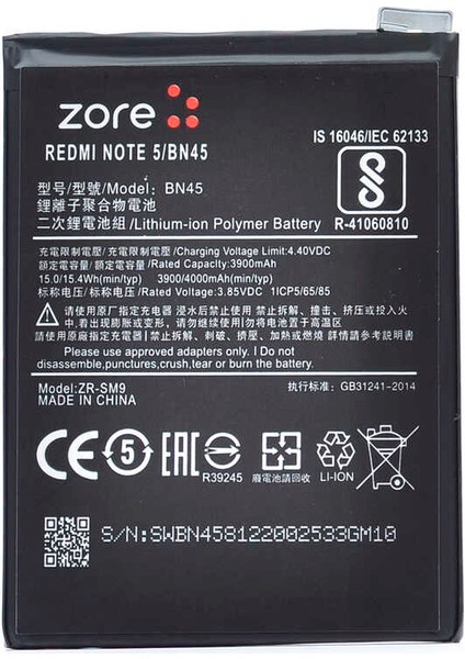 Xiaomi Redmi Note 5 Uyumlu Tam Orjinal Batarya