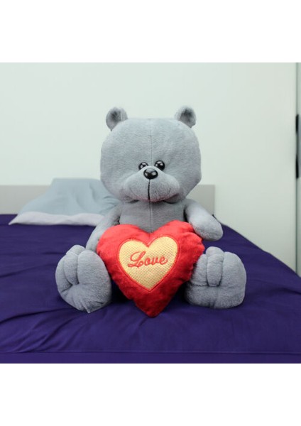 Kalp Tutan Peluş Ayıcık 30CM Gri fiyatları